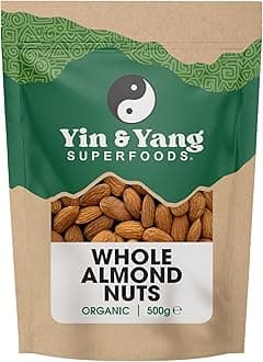 Organic Almonds 500g Whole & Raw, by Yin & Yang Superfoods. Premium Quality, High in Fibre Source of Protein, Vegan, Contains Antioxidants, Certified Organic, Sourced in Italy