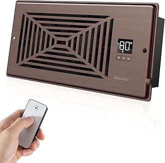 BIOWIND Quiet Register Booster Fan Fits 4" x 10" Register Holes, 10-Speed Smart Heating Cooling AC Vent Fan with Remote Control and Thermostat Control - Bronze
