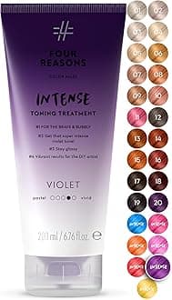 Four Reasons Color Mask INTENSE Violet (27 Colours) - Intensive Toning Treatment - Colour Depositing Conditioner – Semi Permanent Purple Hair Dye for Lightened and Coloured Hair– 100% Vegan, 200 ml