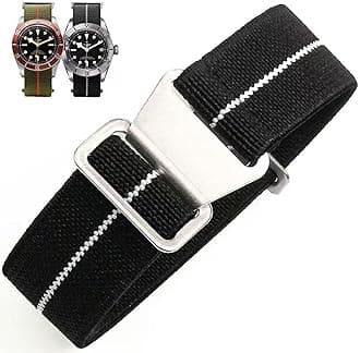 Elastic Nylon Watch Band French Troops Paratrooper Military Parachute Style 18mm 20mm 22mm Hook-and-Loop Premium Striped Fabric Nylon Replacement Watch Strap for Men Women