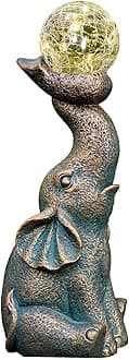 MININOVA Solar Elephant Garden Decor Statues & Sculptures for Outside, Outdoor Figurine Lights for Patio, Yard, Balcony, Unique Housewarming Ornament