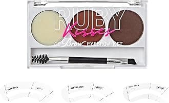 Ruby Kisses Go Brow Eyebrow Kit, Dual Shade Powder & Wax, Includes 3 Stencils, Perfect for Shaping & Defining, Natural Brow Look, Ideal for Sparse Brows