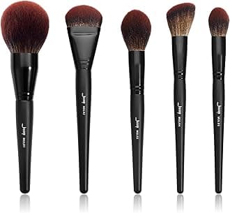 Jessup Large Face Makeup Brushes 5pcs Premium Synthetic Foundation Powder Contour Blusher Highlighter Brush Black T273