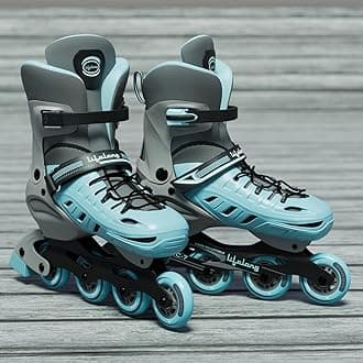 Skating Shoes - Roller Skate Shoes - 4 Wheels Inline Skates - Skating Shoes for Boys & Girls - Skate Scooter - Liner Skates - Roller Shoes - 1 Pair of Skates, Blue, L (25-27.5 cm)