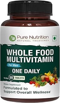 Pure Nutrition Whole Food Multivitamins for Men | 90 Tabs | One-A-Day | 100% RDA | 24 Natural Vitamins and Minerals | All Natural Plant Based Men's Multivitamin | 3 Months Supply