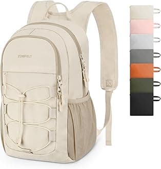 ZOMFELT Hiking Backpack for Women Men, 15L Lightweight Packable Backpack for Trip, Water Resistant Small Travel Backpacks, Foldable daypack for Hiking, Walking, Cycling, Camping, Beige