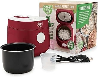 Digital rice cooker, 2 cups uncooked/4 cooked rice, PFAS and PFOA free, removable dishwasher safe ceramic, healthy cooking, automatic presets and keep the