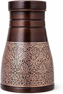 2activelife-Pure Copper Bedside Carafe with Lid – 1.4L (47.3 oz) Capacity Handcrafted Ayurvedic Water Flask for Daily Hydration & Health Benefits