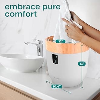 SereneLife Counter Towel Warmer Bucket - with Customized Fragrance for Spa and Bathroom, Luxury Heater, Auto Shut Off, Fits 1 Large Blanket, Bathrobe, PJs (Natural)
