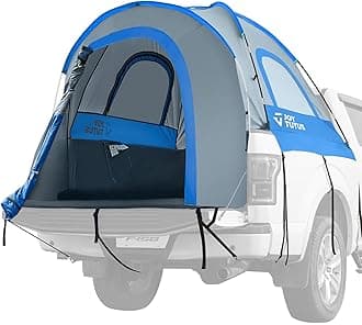 JOYTUTUS Truck Tent, Portable Truck Bed Tent for 5.5'-5.8' with Rainfly, Truck Tent with Fiberglass Pole, Waterproof PU2000mm Double Layer for 2 Person - Blue