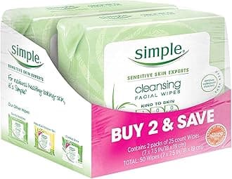 Simple Facial Wipes, Cleansing, 25 ct, Twin Pack