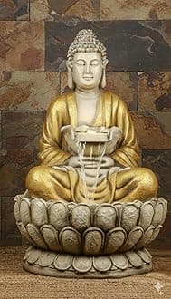 ‎SwarnNest Interiors Resin Buddha Statue Decorative Water Fountains for Outdoor Living Room, Office, Garden 4 Feet Large Buddha Fountain, Sitting Pose, Large Big Size (Jarkan)