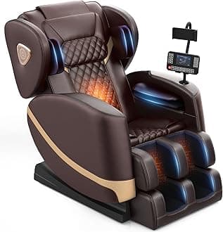 FURNIMAT 2026 Massage Chair Full Body, Zero Gravity Massage Chair with 10 Fix Rollers, Airbags, Heating, Foot Massage, Auto Modes, Bluetooth Speaker, Smart Screen Controller(Brown Premium)