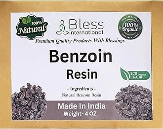 Bless International Premium Grade A Indian Benzoin Resin 100% Pure Natural Organic Tree Sap Gum Incense Solid Crystals Sacred Aroma for Meditation Cleansing Wellness 0.25Lb-113.3-Grams-4-Ounces