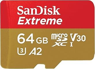 SanDisk 64GB Extreme microSDXC card +SD adapter, microSD card for smartphones, action cameras, drones, V30, up to 170 MB/s, SanDisk QuickFlow Technology, RescuePro Deluxe, UHS-I, 4k, V30, A2, C10, U3
