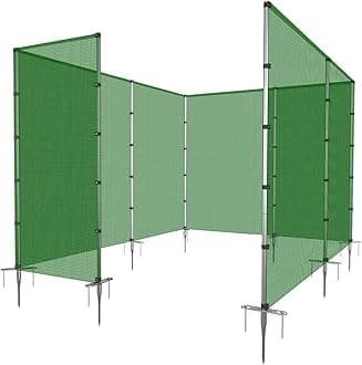 Patio Outdoor Fence Kit for Deck Backyard Yard Patio Temporary Removable Dog Fence Barrier Mesh Garden Chicken Freestanding Fencing with Stainless Poles Spikes 6'x68' Green