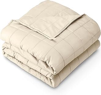 Bare Home Weighted Blanket Queen Size 17lb (60" x 80") for Adults - All-Natural 100% Cotton - Premium Heavy Blanket Nontoxic Glass Beads (Sand, 60"x80")