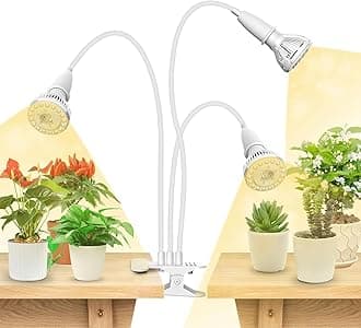 LED Grow Lights for Indoor Plants, 450W Full Spectrum Clip-on Gooseneck Grow Light with Ceramic Tech.,30W Plant Light with Optical Lens, Lifetime Free Bulbs Replacement White, No Timer