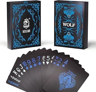 Waterproof Playing Cards, Plastic Playing Cards, Deck of Cards, Gift Poker Cards (Black Wolf)