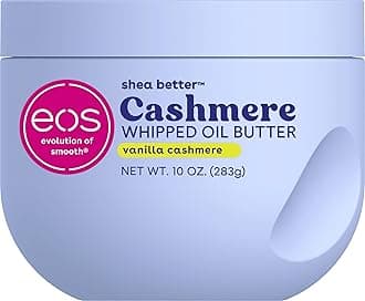 eos Cashmere Whipped Oil Body Butter, Vanilla Cashmere, 72 Hour Weightless Moisture For Dry Skin, Rich Formula and Deep Hydration, Body Care, 10 oz