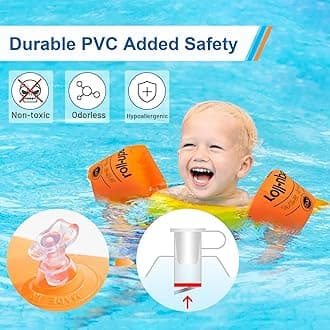 Arm Floaties for Kids,Swim Trainer Floaties and Kid's Swimming Goggles with Anti-Fog and Anti-UV(4 Pack),PVC Arm Floaties Inflatable Swim Arm Bands Floater Sleeves Children's Swimming Ring