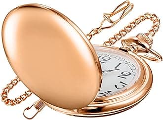 Smooth Black Pocket Watch for Men Quartz Arabic Digital Dial with Chain,Smooth Quartz Men's Pocket Watch