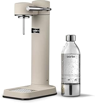 AARKE Carbonator III (Sand Beige) Soda Stream Gas Cylinder Compatible with High-Quality Stainless Steel Carbonator Water Machine (Includes Exclusive Plastic Bottle)