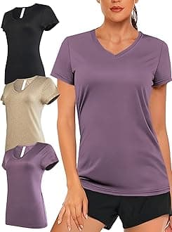 Ultra PerformanceWomen's V-Neck Activewear T-Shirts 3 Pack Athletic Womens Short Sleeve Workout Tops Dry Fit Shirt Gym & Yoga Tees for Women