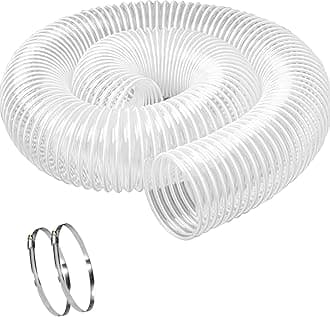 - 5" x 10' Heavy PVC Dust Collection Hose, Puncture Resistant PVC Dust Collection Hose, Flexible Clear PVC Fume Collection Hose with Carbon Steel Wire Coil for dust collection systems