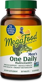 MegaFood One Daily Mens Multivitamins - Multivitamin for Men - Vitamin C, Vitamin D3 & Vitamin B12 - Muscle, Energy Metabolism & Immune Support - Vegetarian, Gluten Free - 30 Tablets, 30 Servings