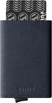 VULKIT Credit Card Holder RFID Blocking Mens Leather Bifold Card Wallet Automatic Pop Up for 9 Cards with ID Window & Coin Pocket