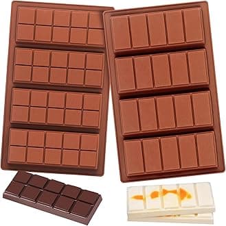 Webake Chocolate Bar Mold Deep for Stuffed, Break-Apart Chocolate Silicone Candy Bar Mold for Filling Chocolate, Candy, Wax Melt, Break Apart, Pack of 2