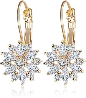 Latest 18k Gold Plated AAA Crystal Diamonds Earrings For Women & Girls