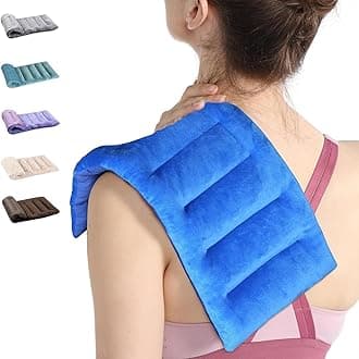 SuzziPad Microwavable Heating Pads for Neck and Shoulder Back Discomfort Reduction, 7x16 Heated Pad Microwave, Moist Hot Pack for Soothing Fatigue, Unscented Heat Packs, Sore Muscle, Navy Blue