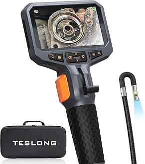 Dual Lens Articulating Inspection Camera, Teslong 4.5'' IPS Endoscope Inspection Camera with Articulated Probe, Flexible Borescope with Light for Wall/Automotive/Engine Inspect (1.55 Meter/8.5mm)