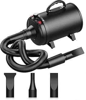 - Qpets® Pet Hair Dryer, 5.2HP/3800W High Velocity Pet Blow Dryer with Heater for Grooming, Speed Temperature Adjustable Dog Blower Grooming Dryer with 3 Nozzles for Dogs and Cats
