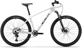 SAVADECK Carbon Fiber Mountain Bike, Dual Disc Brake Axle Thru Adventure Mountain Bike with Shimano CUES U6000 11 Speed Shift Groupset, 27.5/29 inch MTB Bicycle for Adult.