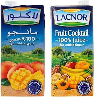 LACNOR Essentials Mango 100% Juice, No Added Sugar & LACNOR Essentials Fruit Cocktail 100% Juice, No Added Sugar