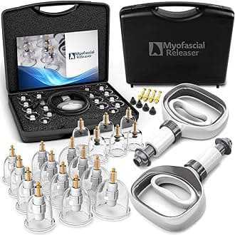 Myofascial Releaser Professional Cupping Therapy Set - 18 Multi-Sized Vacuum Cups with Two Hand Pumps and Detailed Cupping Book - Massage Cupping Set for Massage Therapists