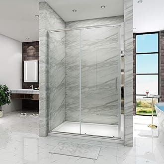 ELEGANT 1100 x 800mm Sliding Shower Enclosure with Tray + 90mm Waste for Wetroom Cubicle in 6mm Safety Glass Screen Shower Door