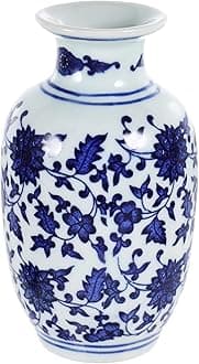 Ciieeo Blue and White Chinoiserie Ceramic Small Vase 5.11X2.95 Inch Porcelain Bud Vase for Home Decor Tabletop Flower Arrangement
