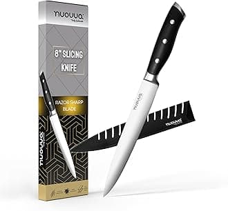nuovva Kitchen Fileting Knife – Professional Chef Slicing Knife – 8 inch German High Carbon Stainless Steel – Meat and Fish Boning Knives