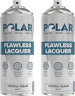 Polar Premium Clear Lacquer Spray, Clear Matt Finish, Pack of 2 800ml (2X 400ml) Fast Drying for Interior and Exterior Surfaces