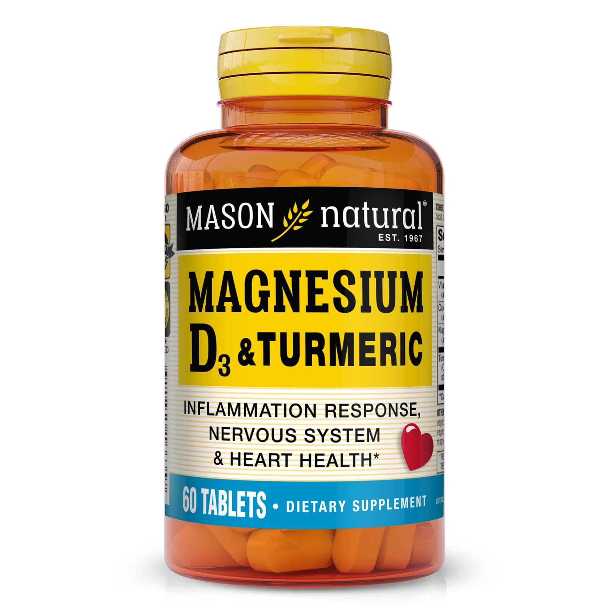 Magnesium & Vitamin D3 with Turmeric, 60 Day Supply Dietary Supplement with 500 mg Magnesium, 3000 IU Vitamin D3, and 150 mg Turmeric