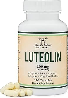 Double Wood Supplements Luteolin Supplement 100mg Servings of Bioactive Flavanoids (120 Capsules, Gluten Free) Potent Polyphenols Flavonoid for Brain and Cardiovascular Support
