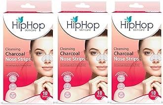 HipHop Skin Care Cleansing Charcoal Nose Strips combo, Blackheads, Whiteheads Remover, Pore Cleanser, with Natural Extracts, for Women, All Skin Types (Women Nose Strips 10 Qty (NOES STRIP 10 ( pack