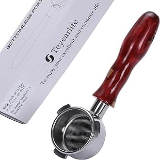 Teyearlife 54mm bottomless portafilter for Breville Barista Express(BES870) Pro Touch Bambino Infuser Duo Temp Espresso Accessories Includes Naked Basket Stainless Steel resin red