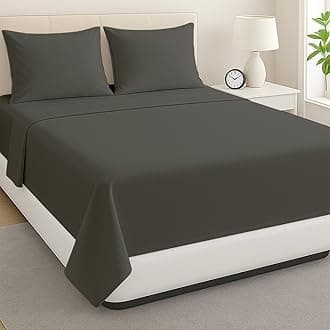 ARlinen Queen Waterbed Sheet Set - 4 Piece, 100% Cotton, 21 Inch Deep Pockets, Attached Design, Extra Soft Solid Dark Grey Bed Sheets