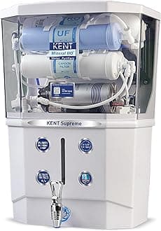 KENT Supreme RO Water Purifier | Advanced RO Tech for Sabse Shudh Paani | RO+UF+TDS Control+UV LED Tank |Auto Flush | 8L | 20 LPH | Ideal for Borewell/Tanker/Municipal Water | Largest Service Network