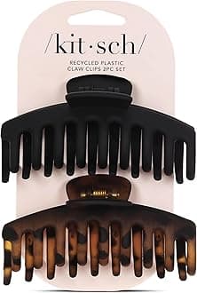 Large Hair Clips For Women - Durable Recycled Plastic Claw Clips for Styling & Updos | Secure All-Day Hold, Comfortable Fit - Black & Tortoise | Ideal Gifts for Women, 2pcs